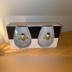 Rachel Zoe wine glasses with Bee accents